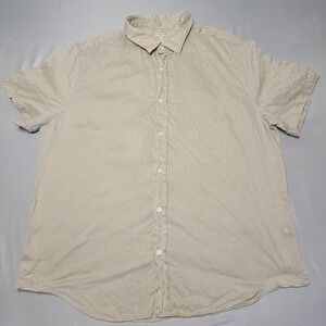 The Men's Store Bloomingdale's Button Up Mens XL Beige 100% Linen Short Sleeve